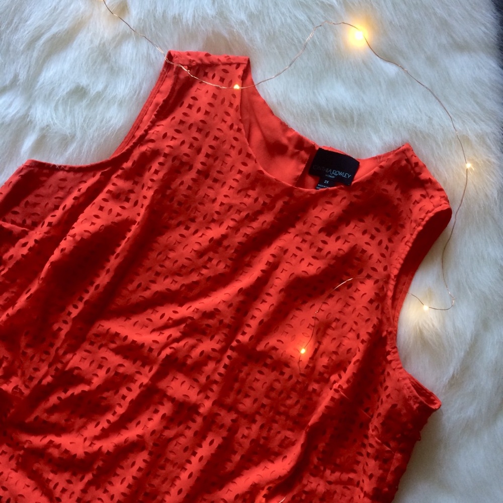 Cynthia Rowley Laser Cut Coral Blouse